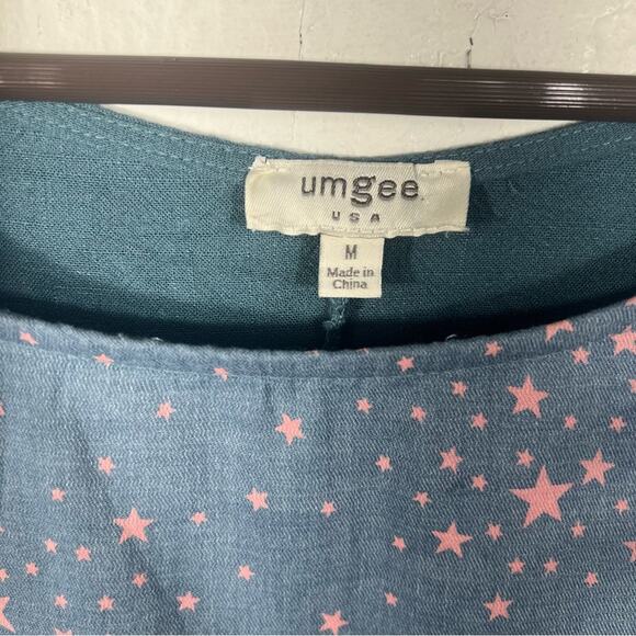 Umgee Ruffles Star Print Linen Blend Top Size Medium - Picture 7 of 12